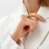 Ring, BoHo Dobbelt Rutilkvarts og Grønn Turmalin gult gull 0,04 ct. TW.VS.