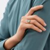Ring, BoHo Liten Akvamarin gult gull 0,02 ct. TW.VS.