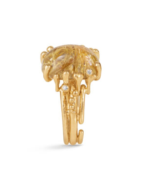 Ring, BoHo Medium Rutilkvarts gult gull 0,04 ct. TW.VS.