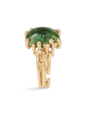 Ring, BoHo Medium Grønn Turmalin gult gull 0,04 ct. TW.VS.