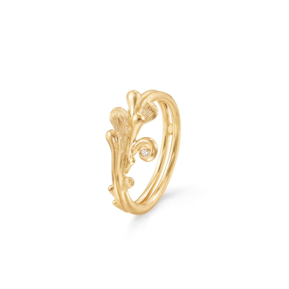 Ring, BoHo gult gull 0,008 ct. TW.VS.
