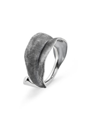 Ring, Leaves medium oksidert sølv