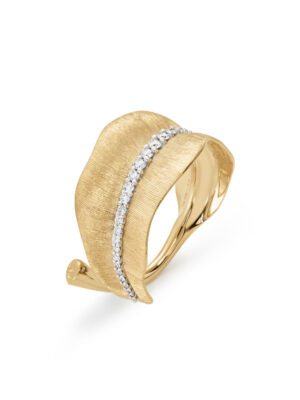 Ring, Leaves Pavé medium 18 k gult gull 0,28 ct TW.VS.