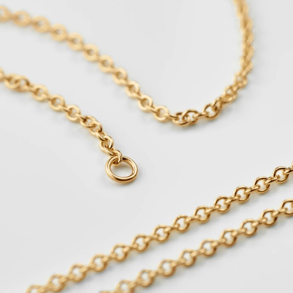 Kjede, Design Collier 45-42-40 cm gult gull