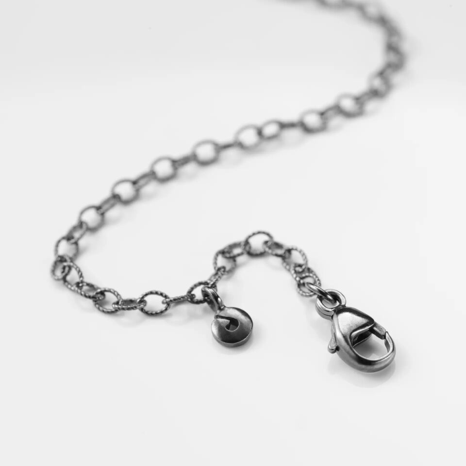 Kjede, Lotus Collier anker tynt 80 / 90 cm oksidert sølv