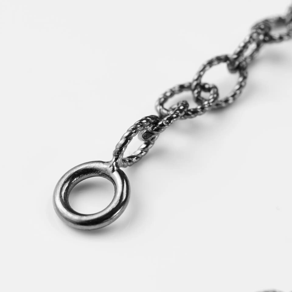 Kjede, Lotus Collier anker tynt 80 / 90 cm oksidert sølv