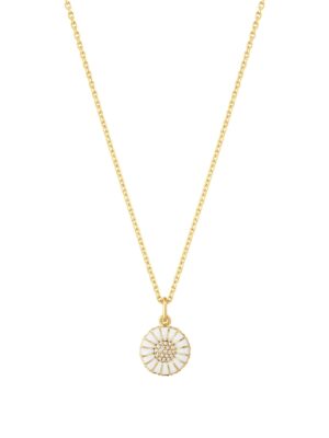 GEORG JENSEN - HALSKJEDE, DAISY ANHENG LITEN FORGYLT SØLV MED HVIT EMALJE OG DIAMANTER 0,05 CT.