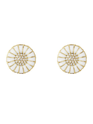 GEORG JENSEN - ØREDOBBER, DAISY FORGYLT SØLV MED HVIT EMALJE OG DIAMANTER 0,10 CT.