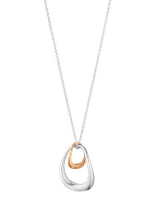 GEORG JENSEN - HALSKJEDE, OFFSPRING ANHENG STOR ROSÉGULL OG SØLV