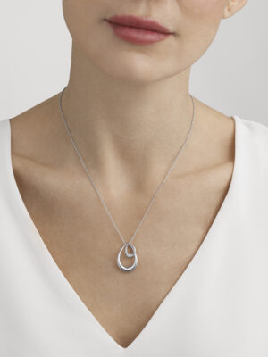 GEORG JENSEN - HALSKJEDE, OFFSPRING ANHENG STOR PAVÉ 0,08 CT. SØLV - STYLING