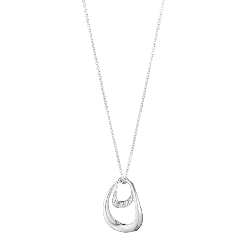 GEORG JENSEN - HALSKJEDE, OFFSPRING ANHENG STOR PAVÉ 0,08 CT. SØLV