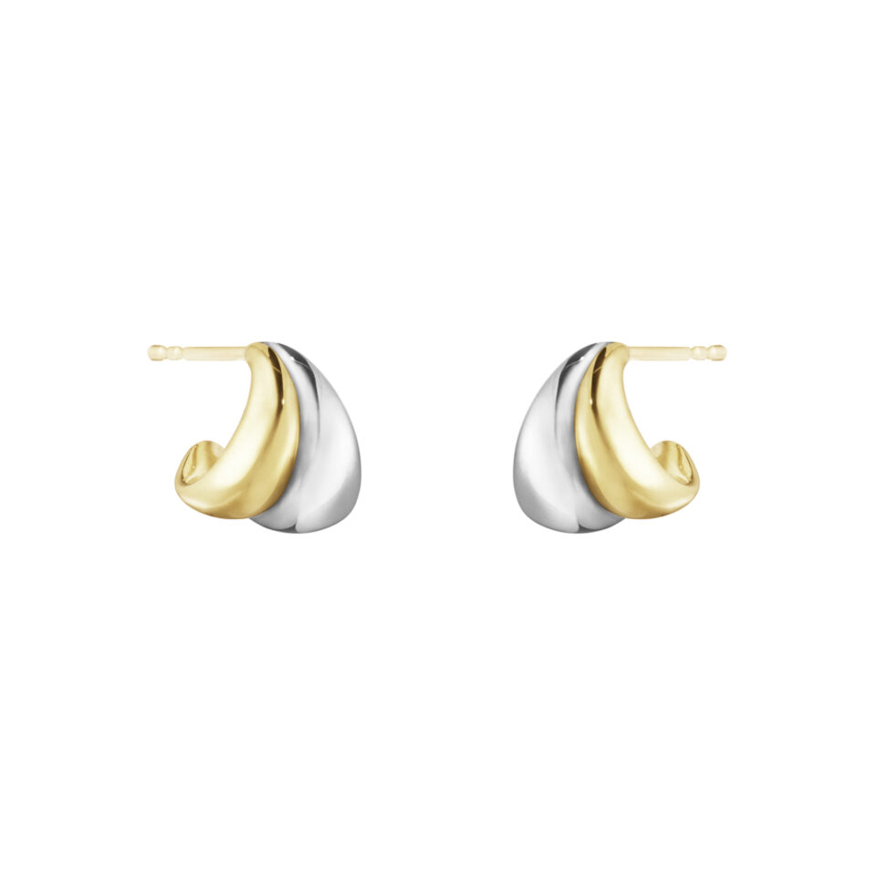 GEORG JENSEN - ØREDOBBER, CURVE SMÅ ØRERINGER GULT GULL OG SØLV