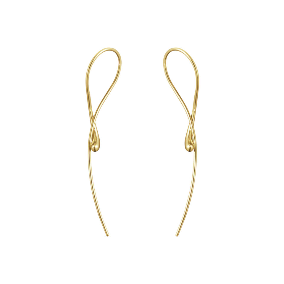 GEORG JENSEN - ØREDOBBER, MERCY TWIST ØRERINGER LANGE GULT GULL