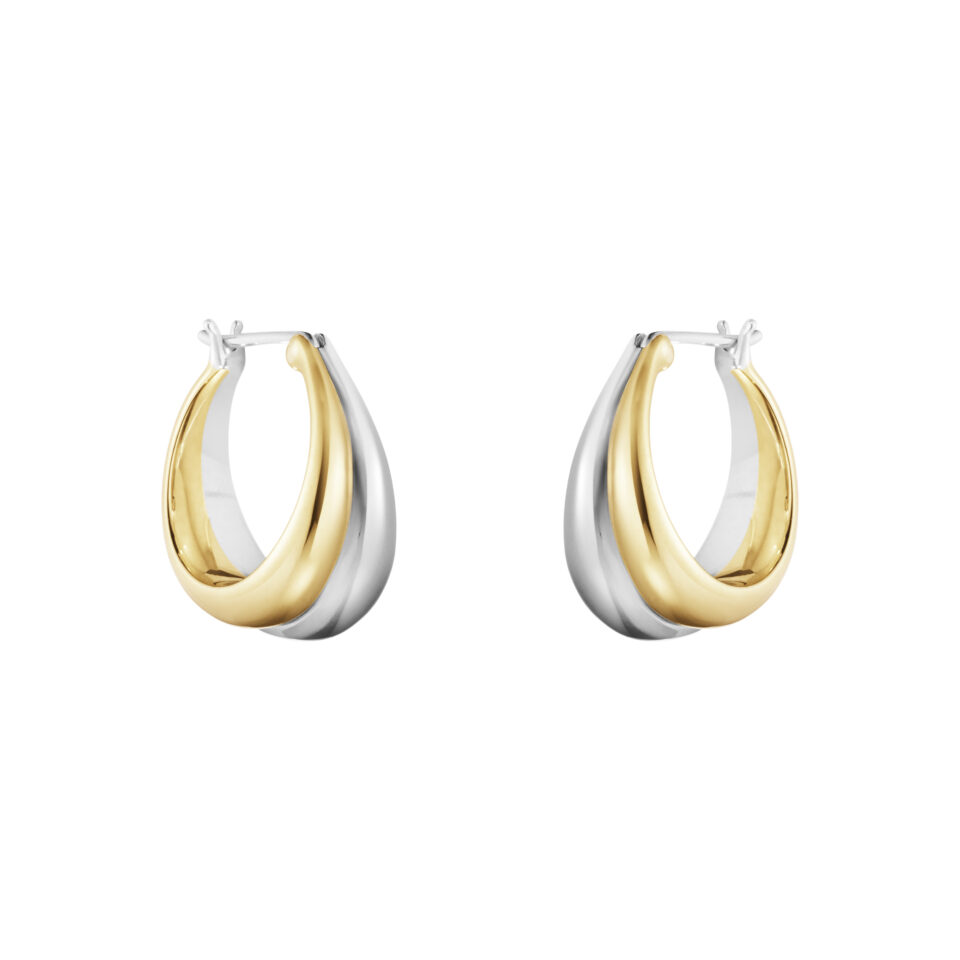 GEORG JENSEN - ØREDOBBER, CURVE MEDIUM ØRERINGER GULT GULL OG SØLV
