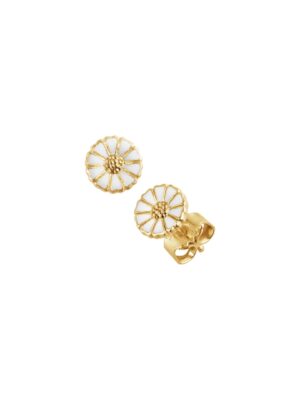 GEORG JENSEN - ØREDOBBER, DAISY MINI FORGYLT SØLV MED HVIT EMALJE