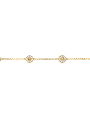 GEORG JENSEN - ARMBÅND, DAISY MINI FORGYLT SØLV MED HVIT EMALJE