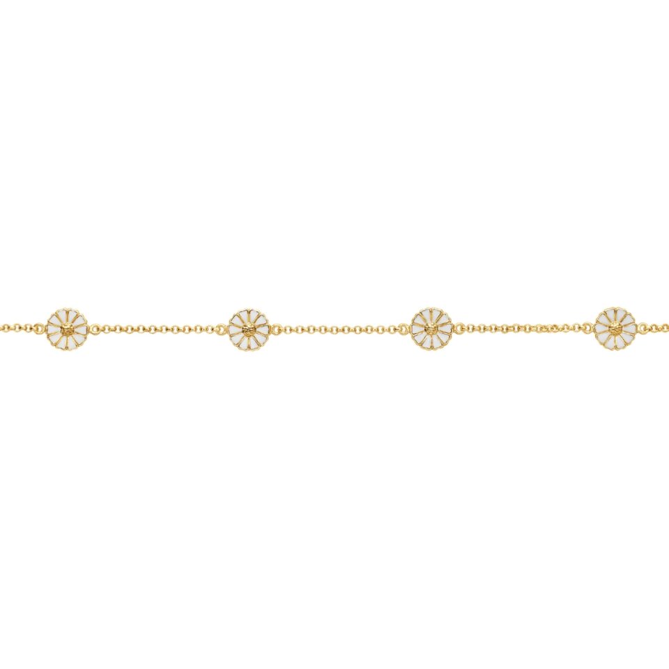 GEORG JENSEN - ARMBÅND, DAISY MINI FORGYLT SØLV MED HVIT EMALJE