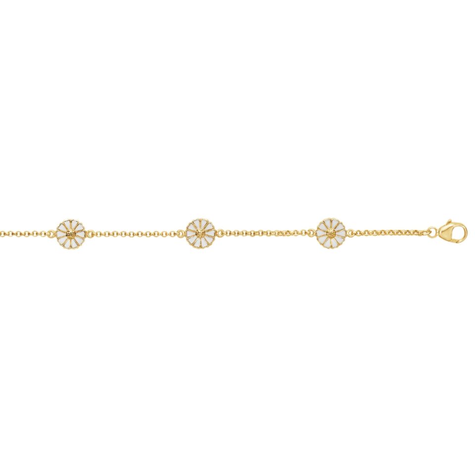 GEORG JENSEN - ARMBÅND, DAISY MINI FORGYLT SØLV MED HVIT EMALJE - DETALJER