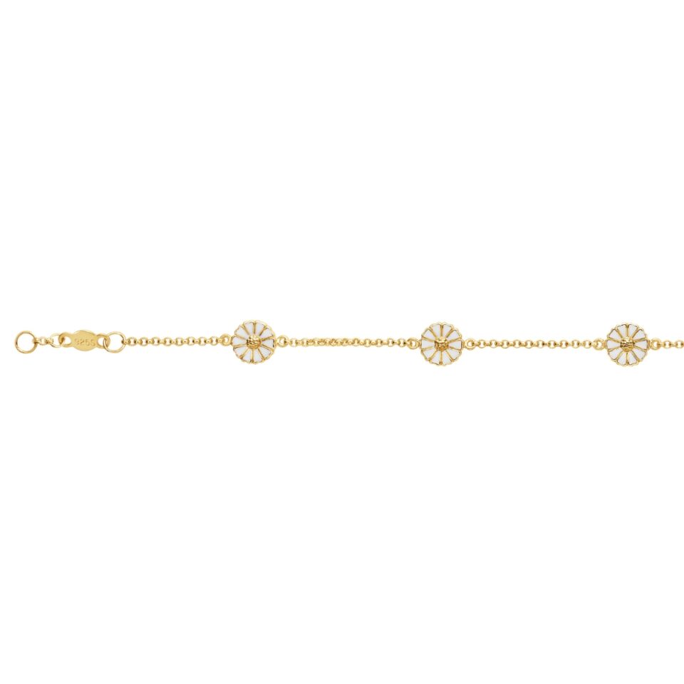 GEORG JENSEN - ARMBÅND, DAISY MINI FORGYLT SØLV MED HVIT EMALJE - DETALJER