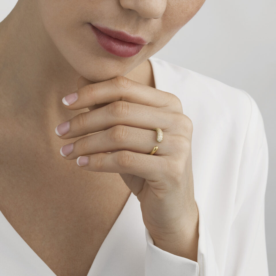 GEORG JENSEN - RING, MERCY MINI PAVÉ 0,53 CT. GULT GULL - STYLING