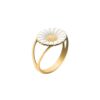 GEORG JENSEN - RING, DAISY LITEN FORGYLT SØLV MED HVIT EMALJE