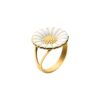 GEORG JENSEN - RING, DAISY STOR FORGYLT SØLV MED HVIT EMALJE