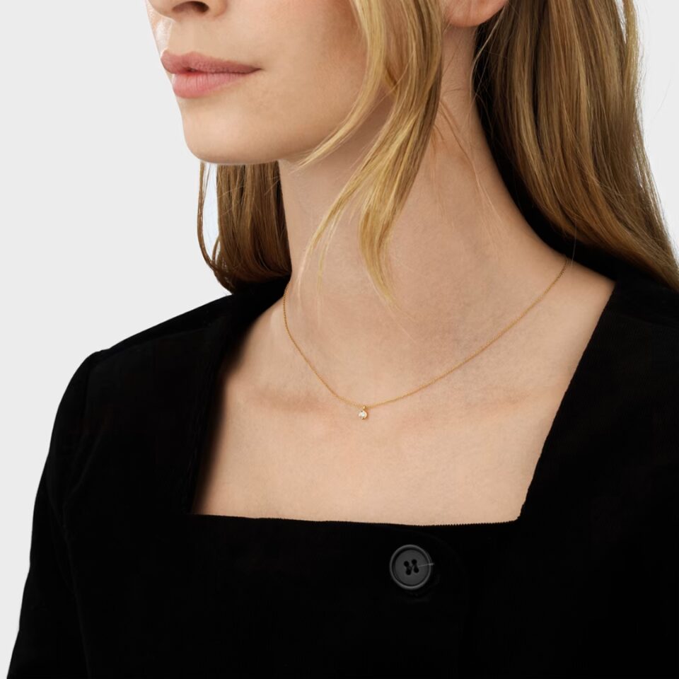 GEORG JENSEN - HALSKJEDE, MERCY MED DIAMANTER 0,05 CT. GULT GULL - STYLING