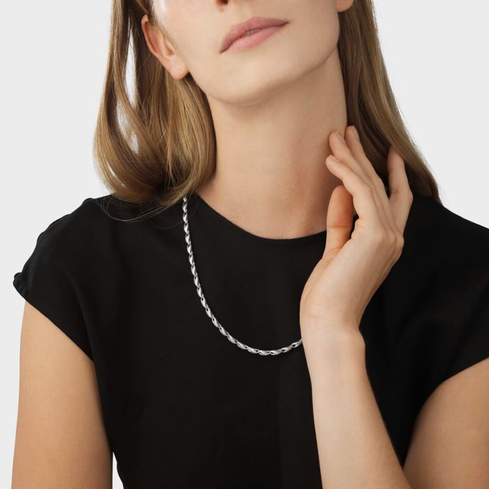 GEORG JENSEN - HALSKJEDE, REFLECT LENKE SMAL 55 CM SØLV - STYLING HENNE