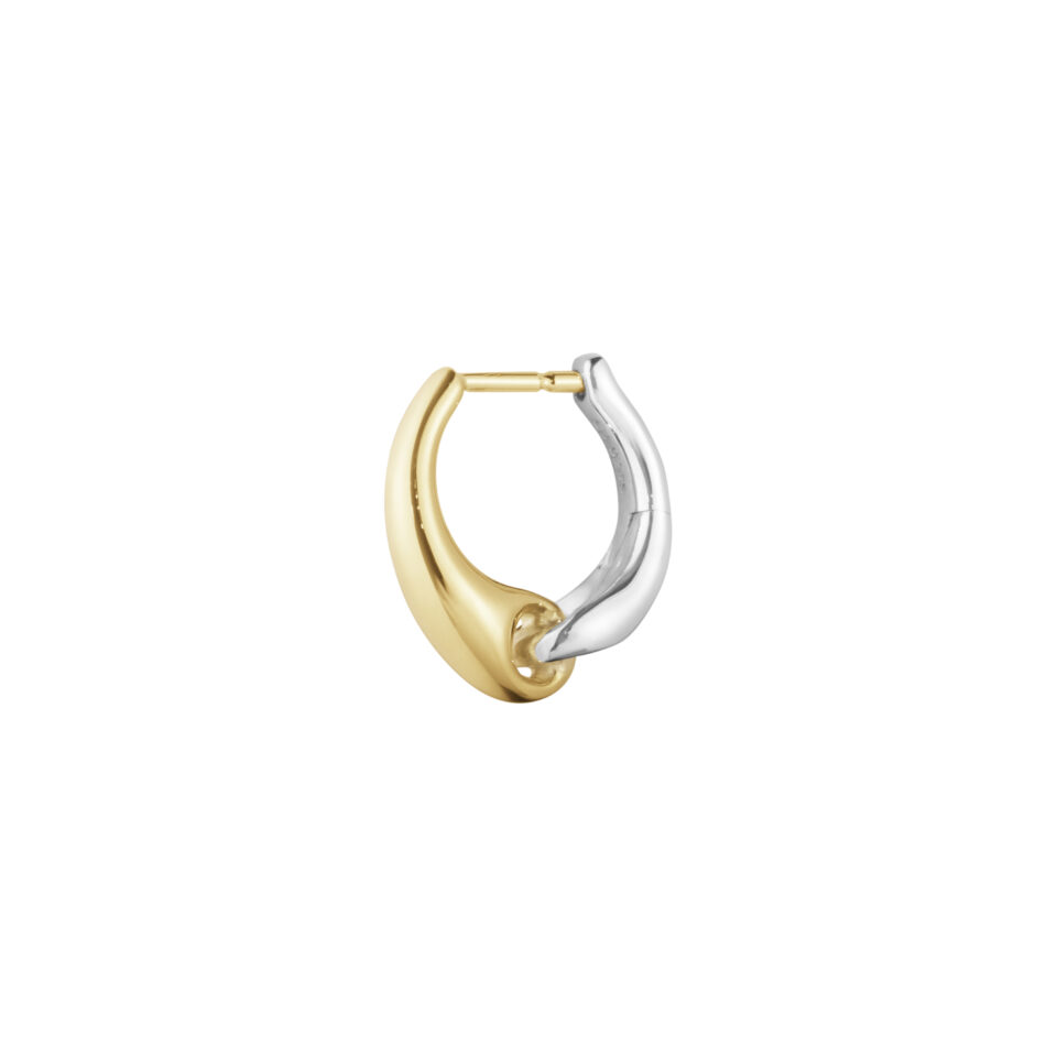 GEORG JENSEN - ØREDOBBER, REFLECT HOOP ENKEL LITEN GULT GULL OG SØLV