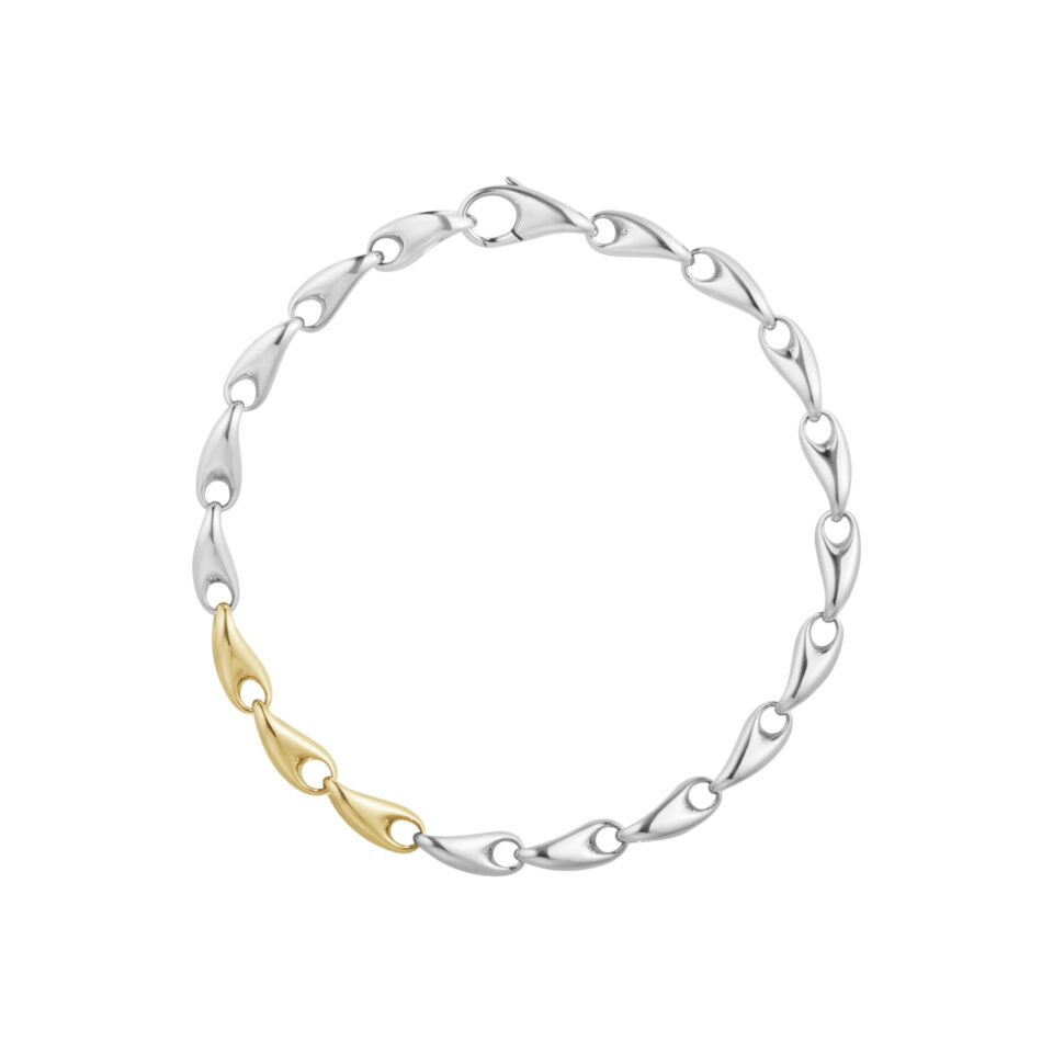 GEORG JENSEN - ARMBÅND, REFLECT LENKE SMALT GULT GULL OG SØLV