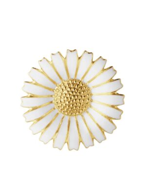 GEORG JENSEN - BROSJE-HALSKJEDE, DAISY BROSJE-ANHENG FORGYLT SØLV MED HVIT EMALJE - DETALJER FORAN
