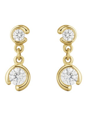 GEORG JENSEN - ØREDOBBER, MERCY DOBBEL MED DIAMANTER 0,40 CT. GULT GULL