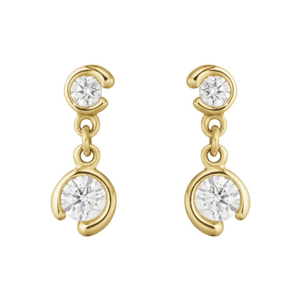 GEORG JENSEN - ØREDOBBER, MERCY DOBBEL MED DIAMANTER 0,40 CT. GULT GULL