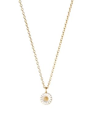 GEORG JENSEN - HALSKJEDE, DAISY ANHENG LITEN FORGYLT SØLV MED HVIT EMALJE