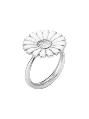GEORG JENSEN - RING, DAISY ENKEL SØLV MED HVIT EMALJE