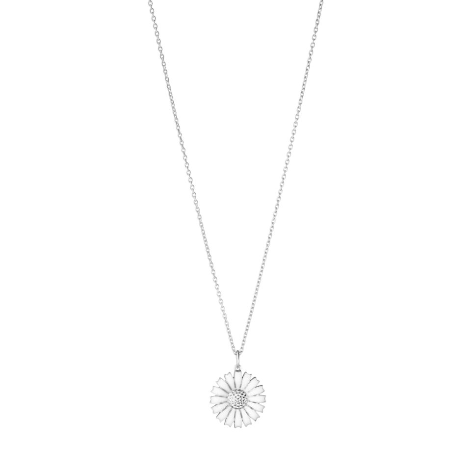 GEORG JENSEN - HALSKJEDE, DAISY ANHENG SØLV MED HVIT EMALJE