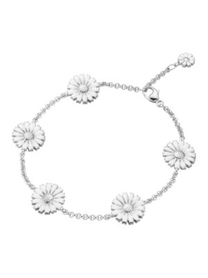 GEORG JENSEN - ARMBÅND, DAISY SØLV MED 6 BLOMSTER OG HVIT EMALJE