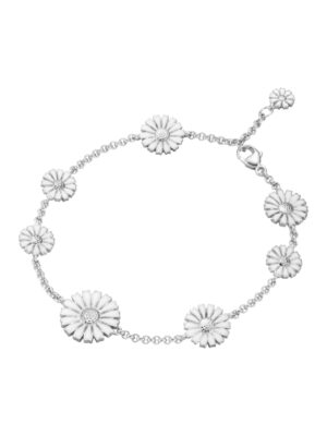 GEORG JENSEN - ARMBÅND, DAISY SØLV MED 8 BLOMSTER OG HVIT EMALJE