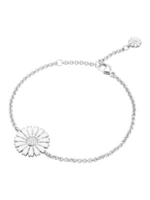 GEORG JENSEN - ARMBÅND, DAISY ENKEL SØLV MED HVIT EMALJE