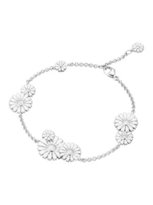 GEORG JENSEN - ARMBÅND, DAISY SØLV MED 9 BLOMSTER OG HVIT EMALJE