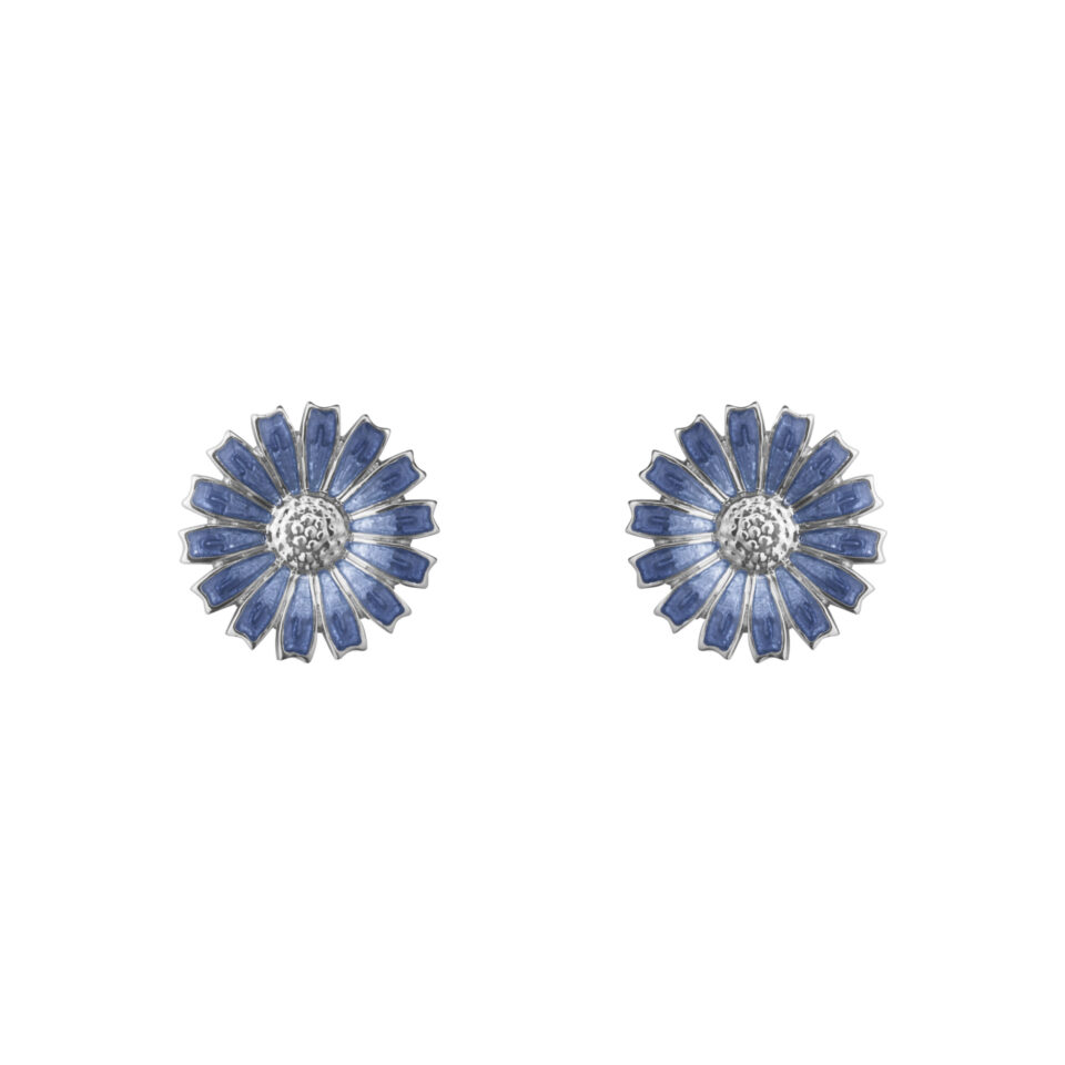 GEORG JENSEN - ØREPYNT, DAISY SØLV MED BLÅ EMALJE