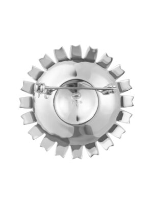 GEORG JENSEN - BROSJE, DAISY SØLV MED BLÅ EMALJE - DETALJER BAK