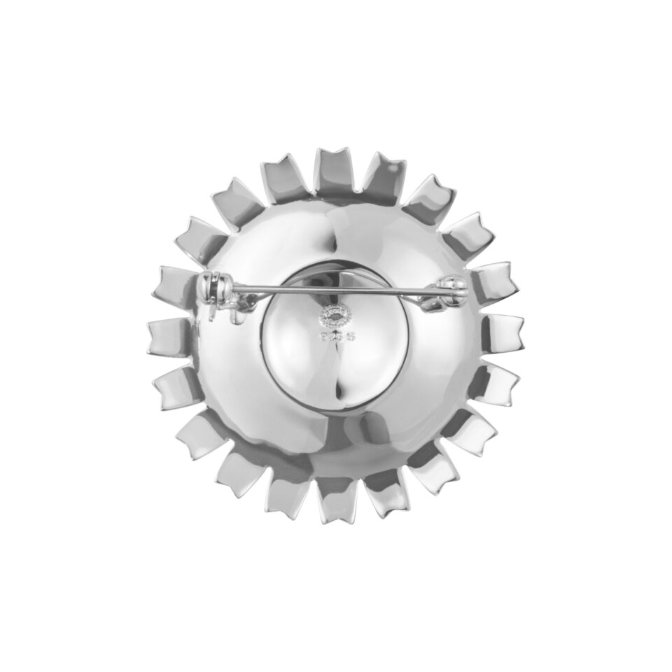 GEORG JENSEN - BROSJE, DAISY SØLV MED BLÅ EMALJE - DETALJER BAK
