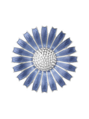 GEORG JENSEN - BROSJE, DAISY SØLV MED BLÅ EMALJE