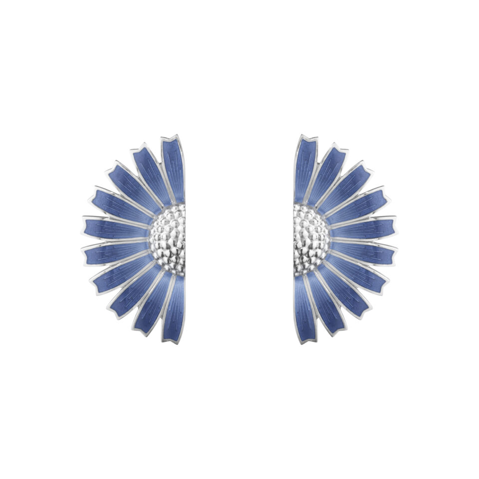 GEORG JENSEN - ØREDOBBER, DAISY STATEMENT SØLV MED BLÅ EMALJE