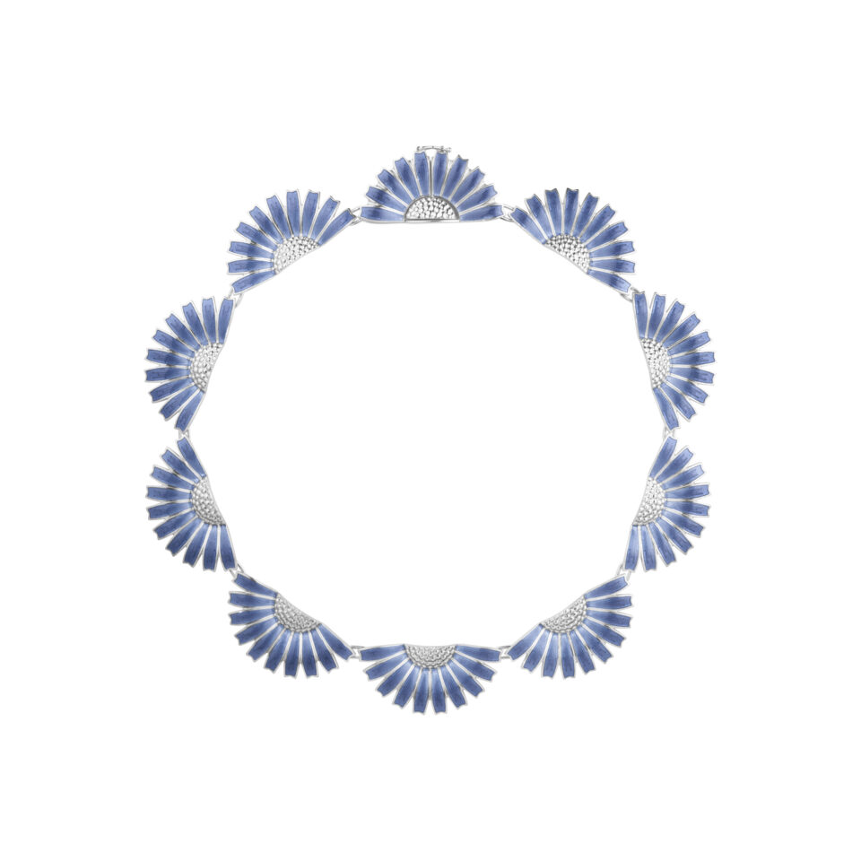 GEORG JENSEN - HALSKJEDE, DAISY STATEMENT COLLIER SØLV MED BLÅ EMALJE