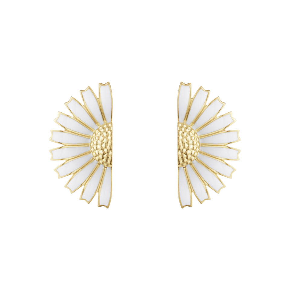 GEORG JENSEN - ØREDOBBER, DAISY STATEMENT SØLV MED HVIT EMALJE