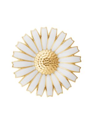 GEORG JENSEN - BROSJE, DAISY MINNEBROSJE FORGYLT SØLV MED HVIT EMALJE
