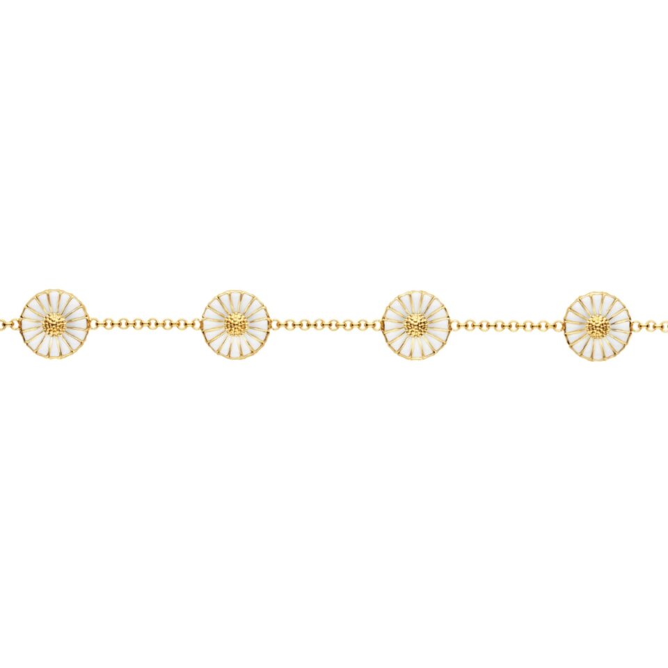 GEORG JENSEN - ARMBÅND, DAISY FORGYLT SØLV MED HVIT EMALJE