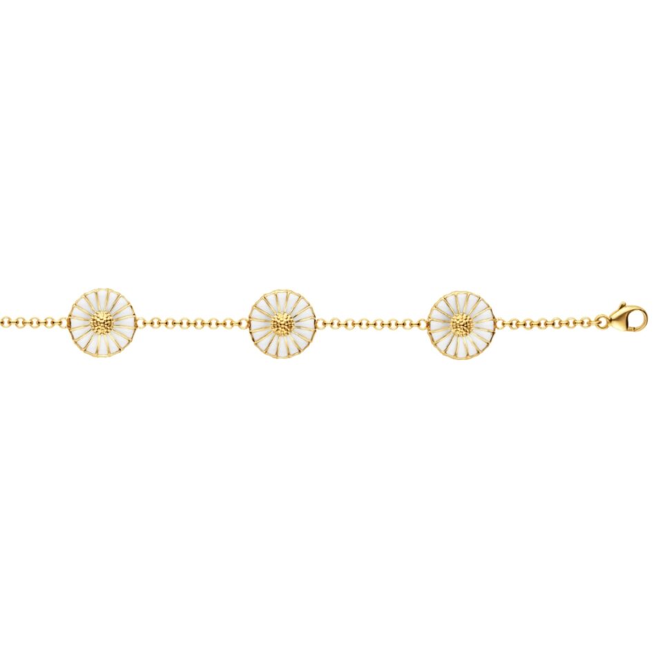 GEORG JENSEN - ARMBÅND, DAISY FORGYLT SØLV MED HVIT EMALJE - DETALJER